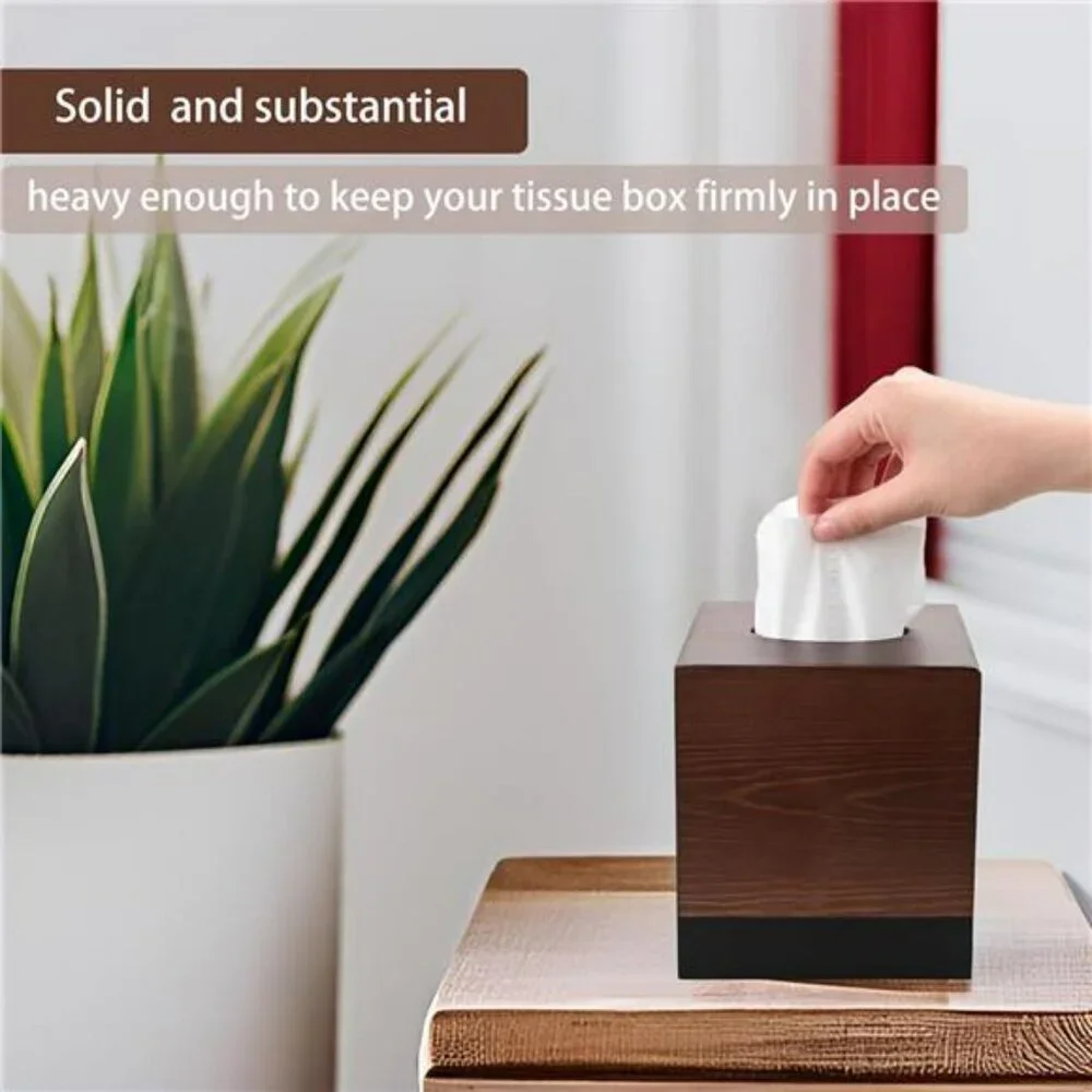Wood tissue box cover square wooden tissue holder bathroom bedroom table decor
